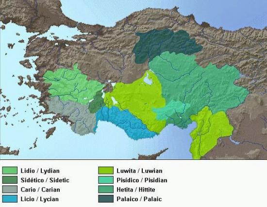 Anatolian languages map