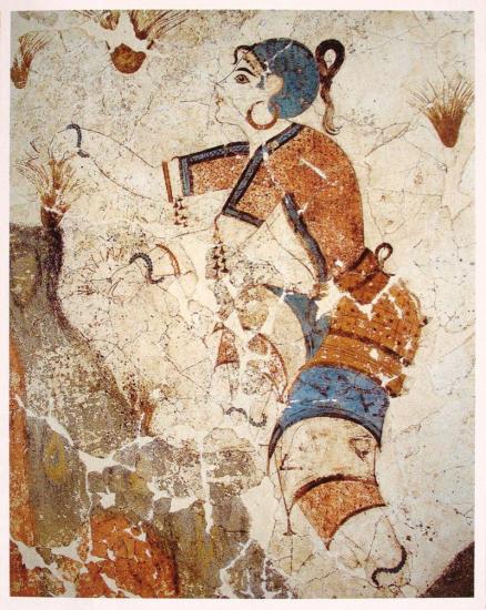 Cueilleuse de safran fresque akrotiri grece 1