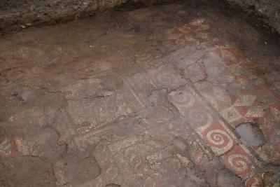 Floor mosaics with early christian designs 1 min