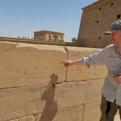 Hedley 2023 an example of ancient graffiti being documented by philae temple graffiti project on the roof of the mammisi at philae 1024x572