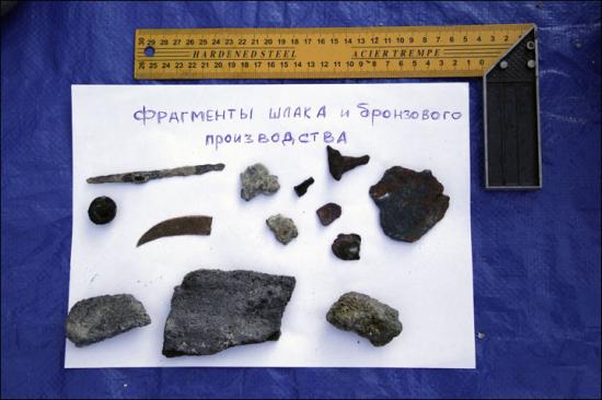 Inside fragments of bronze casting