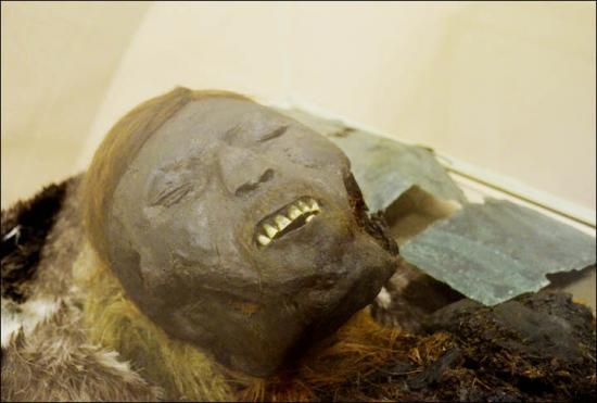 Inside mummified adult man face