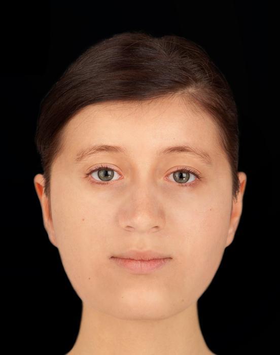 Low res trumpington cross burial woman facial reconstruction credit hew morrison 2023