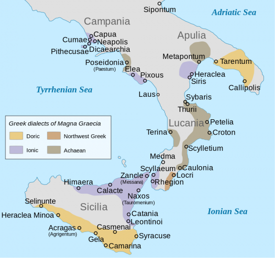 Magna graecia ancient colonies and dialects en svg