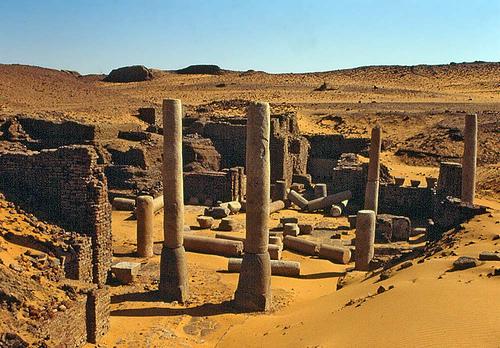 Ruins deserted town old dongola sudan where tomb mysterious inscriptions seven mummies have