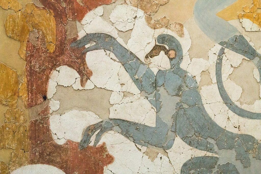 Santorini akrotiri blue monkayes fresco 17thcentury bc credit zde wikimedia cc by sa 4 0