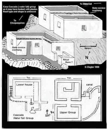 Site plan and drawing casa de cascada choquequirao